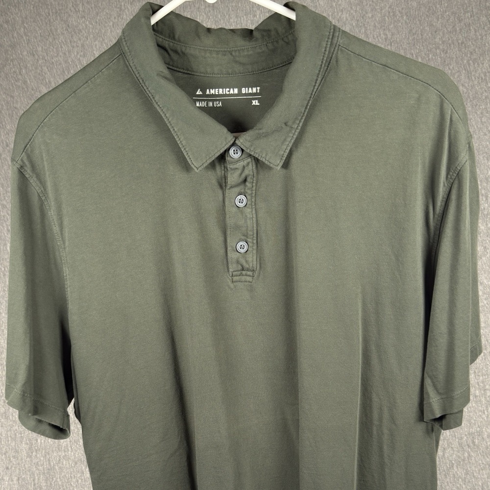 American Giant Polo Shirt Mens XL Extra Large Green Work Wear Made in USA
